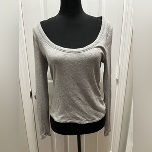 Boden Soft Ribbed Scoop Neck Grey Size M